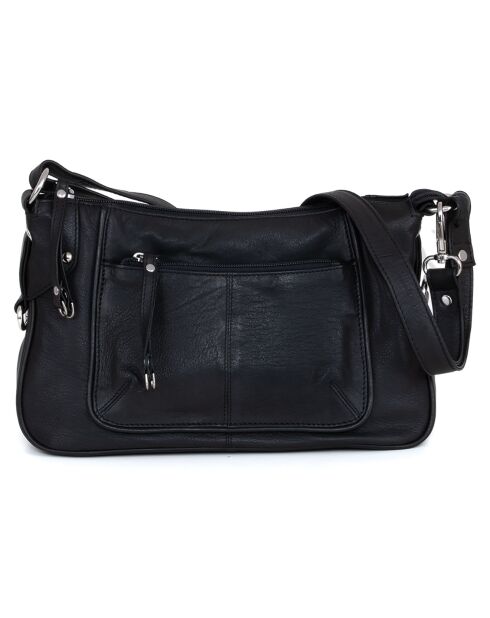 Sac bandoulière en Cuir Gagliato noir - 32x20x12 cm