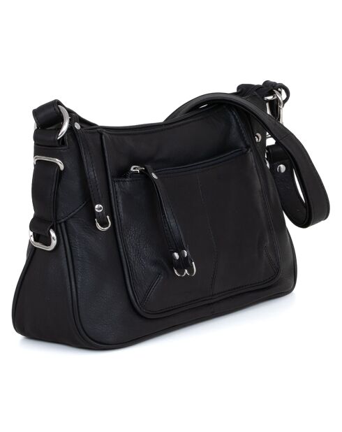 Sac bandoulière en Cuir Gagliato noir - 32x20x12 cm