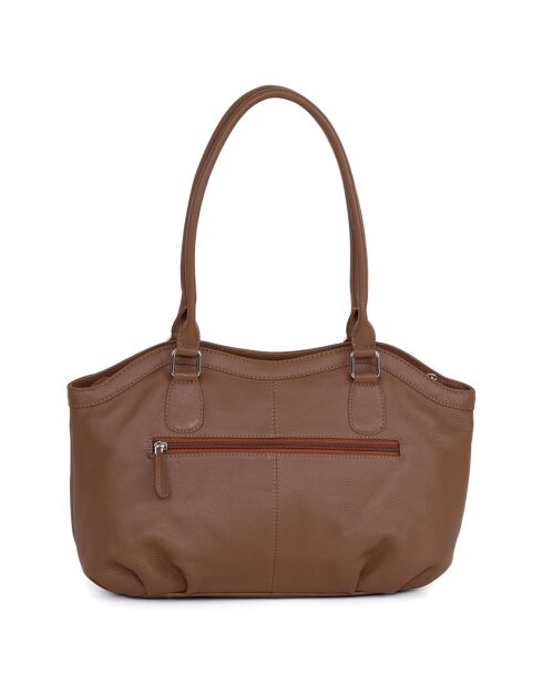 Sac porté épaule en Cuir Casorzo cognac - 34x24x13 cm