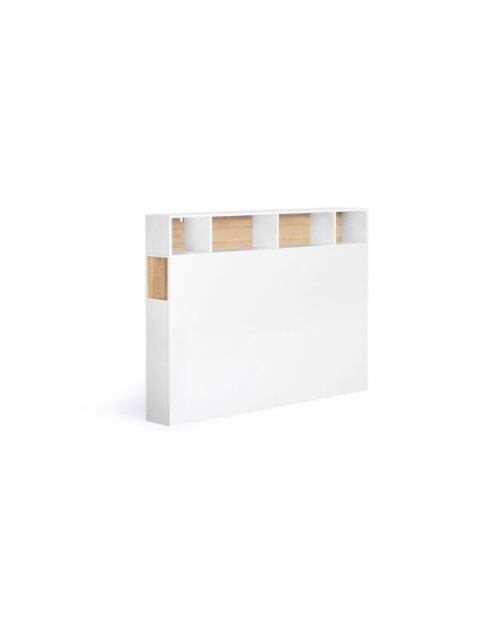 Tête de lit blanche avec rangements bois/blanc - 145x20x120 cm