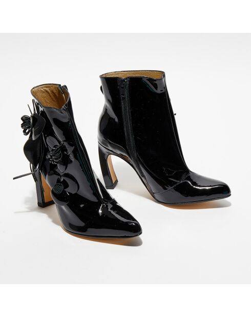 Bottines en Cuir verni Bosari noires - Talon 8.5 cm