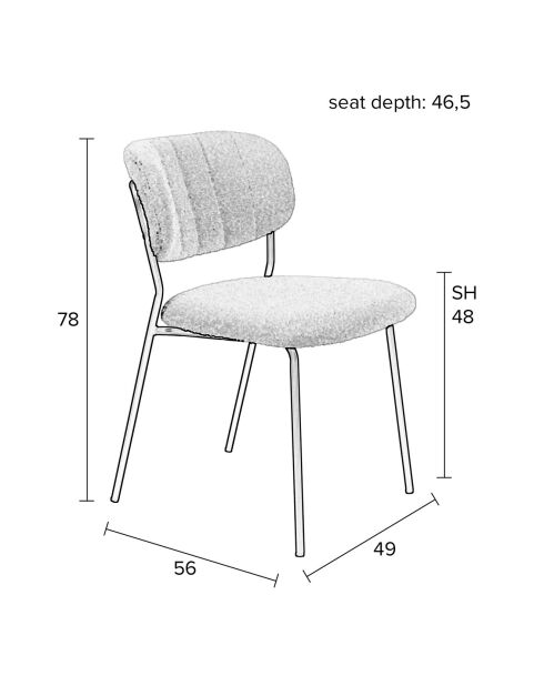 2 witte stoelen Basile Boucle - 55x49x80 cm