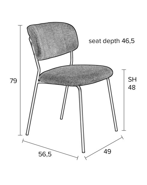 2 graue Basile-Stühle - 55x48,5x80 cm