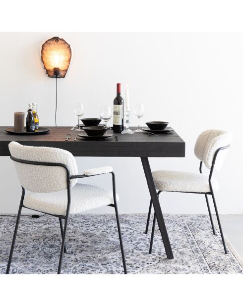 2 sillones Basile bouclette blancos - 56x60,5x78 cm