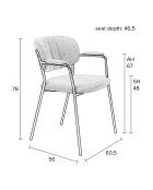 2 witte Basile bouclette fauteuils - 56x60,5x78 cm
