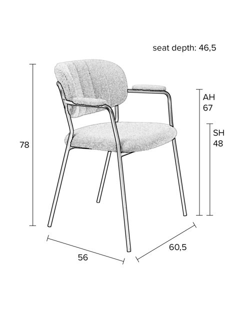 2 witte Basile bouclette fauteuils - 56x60,5x78 cm