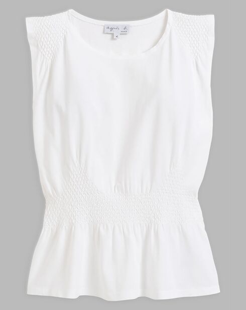 Top Tina en jersey de coton blanc