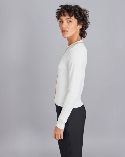 Cardigan Swan en coton col fantaisie écru