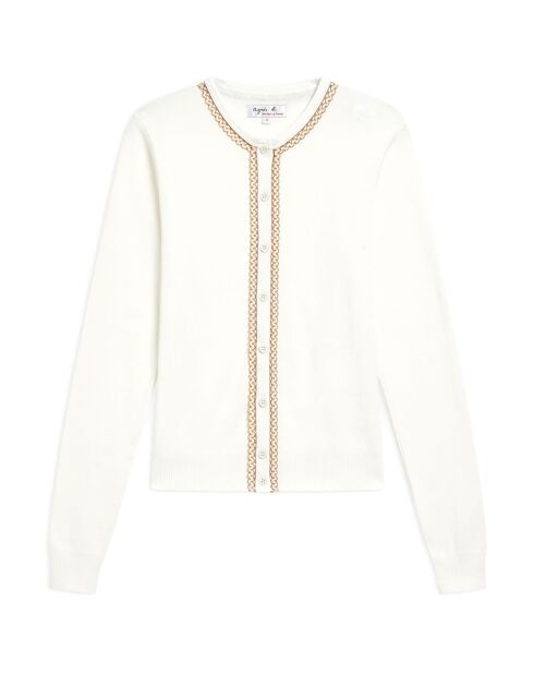 Cardigan Swan en coton col fantaisie écru