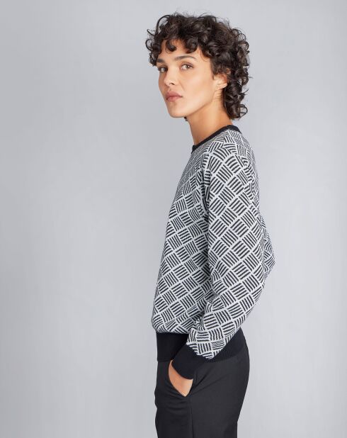 Pull en jacquard de coton écru