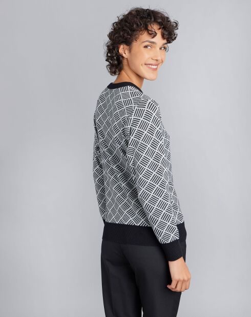 Pull en jacquard de coton écru