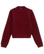 Pull 100% Alpaga maille fantaisie ajourée rouge