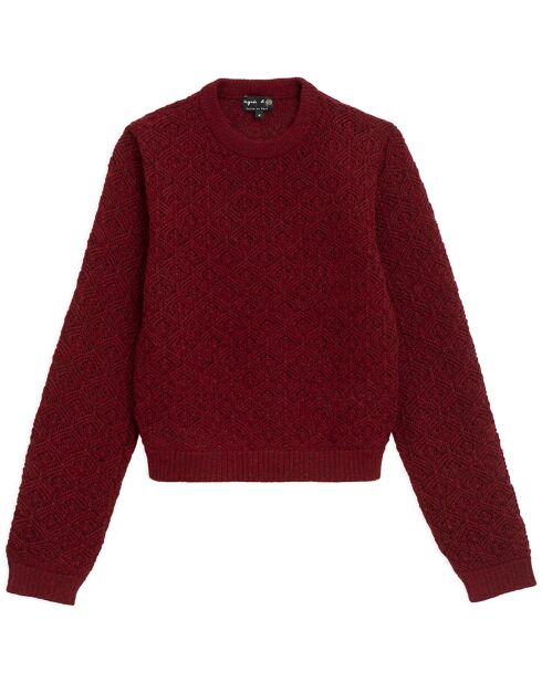 Pull 100% Alpaga maille fantaisie ajourée rouge