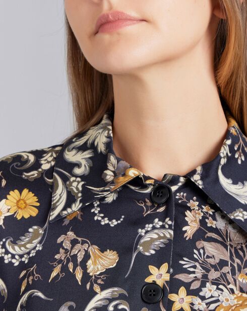 Chemise Oppo imprimé floral noire