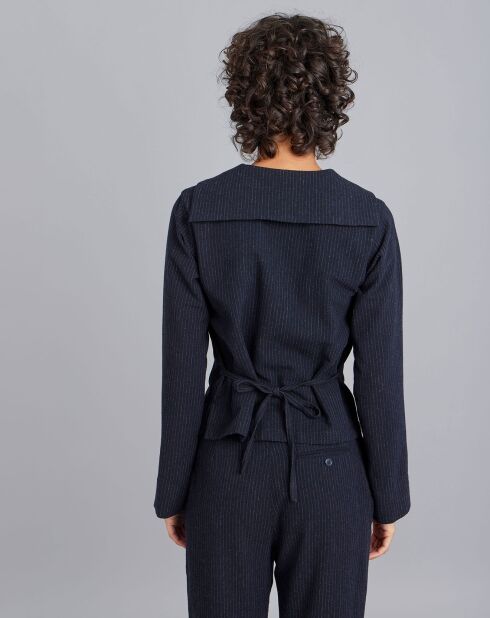 Chemise en Laine mélangée fines rayures bleue