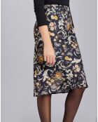 Jupe Tulipe motif floral noire