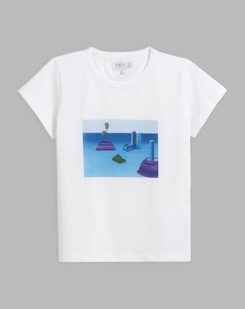 T-Shirt Brando en jersey de coton artiste Claire Nicolet blanc