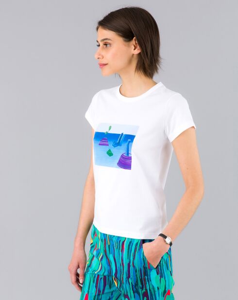 T-Shirt Brando en jersey de coton artiste Claire Nicolet blanc