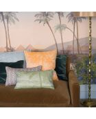 Housse de Coussin 100% Lin Croisière Sur Le Nil verte - 48x27 cm