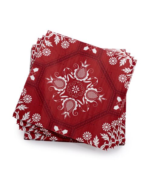 Serviettes en Papier Hacienda  rouge/rose - 40x40 cm