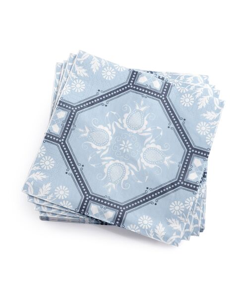 Serviettes en Papier Hacienda  gris/bleu - 40x40 cm