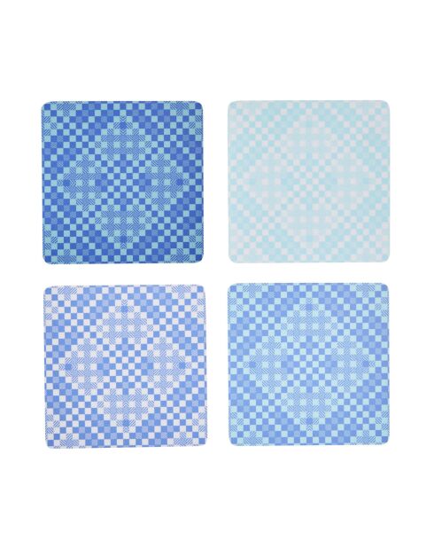 4 Dessous de verre Essentiel bleus - 9x9 cm