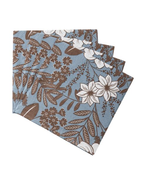 Serviettes en Papier Cottage bleu/beige - 40x40 cm