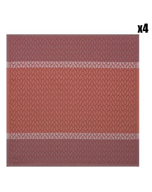 4 Serviettes de Table Veine Graphique rouges - 58x58 cm