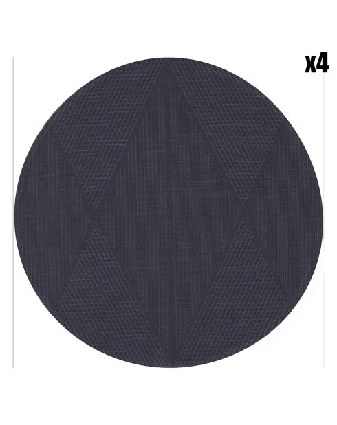 4 Sets de Table en Coton & Lin Club Losanges bleus - D.38 cm