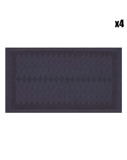 4 Sets de Table en Coton & Lin Club Satin bleus - 50x30 cm