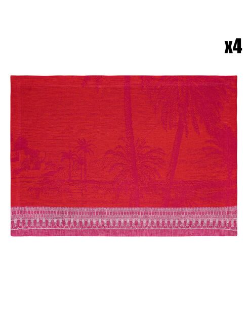 4 Sets de Table 100% Lin Croisière Sur Le Nil roses - 50x36 cm