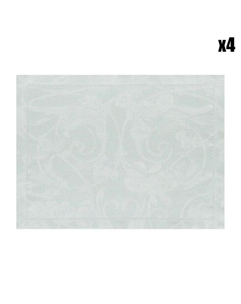 4 Sets de Table 100% Lin Tivoli gris/bleu - 50x38 cm