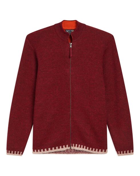 Veste en Alpaga mélangé Jacquard zippé rouge