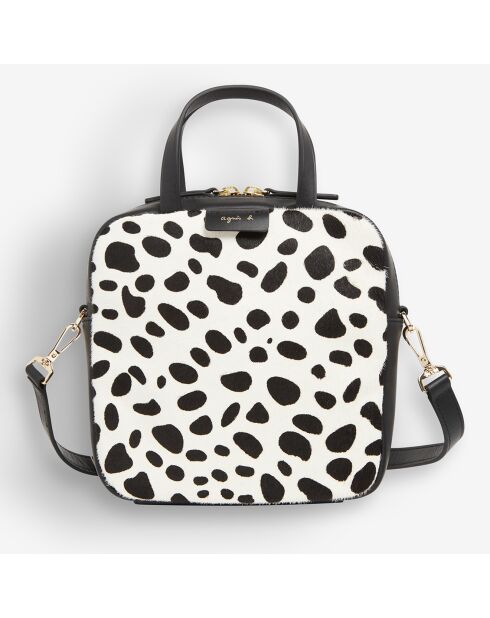 Sac à bandoulière en Cuir imprimé dalmatien noir - 18.5x18.5x5 cm