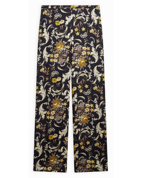 Pantalon Juna imprimé floral noir