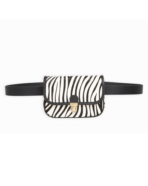 Sac ceinture en Cuir motif animal noir - 18x11.5x5 cm