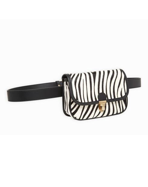 Sac ceinture en Cuir motif animal noir - 18x11.5x5 cm