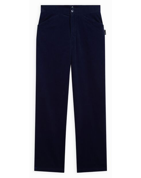 Pantalon Chinois coupe droite en jersey de coton bleu