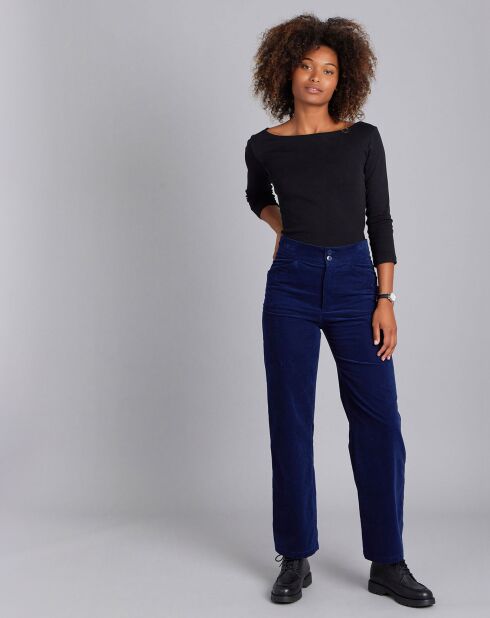 Pantalon Chinois coupe droite en jersey de coton bleu