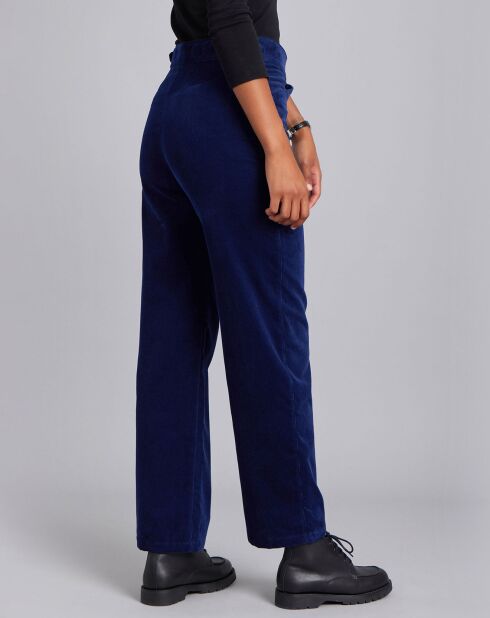 Pantalon Chinois coupe droite en jersey de coton bleu