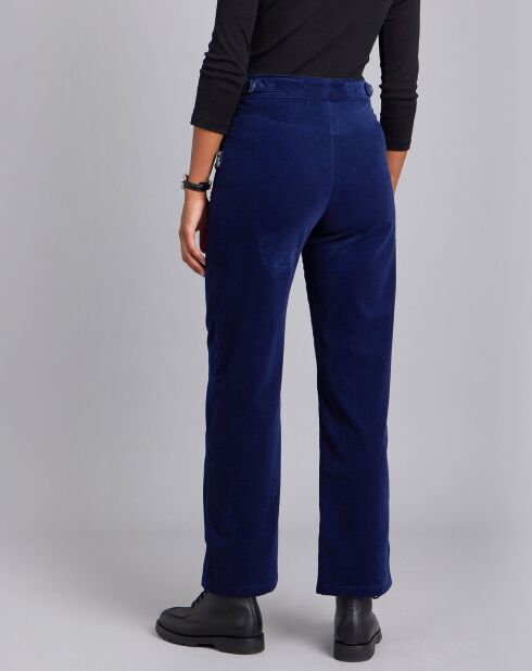 Pantalon Chinois coupe droite en jersey de coton bleu