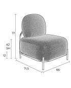 Sillón de salón rizado beige Celena - 71,5x66x77 cm