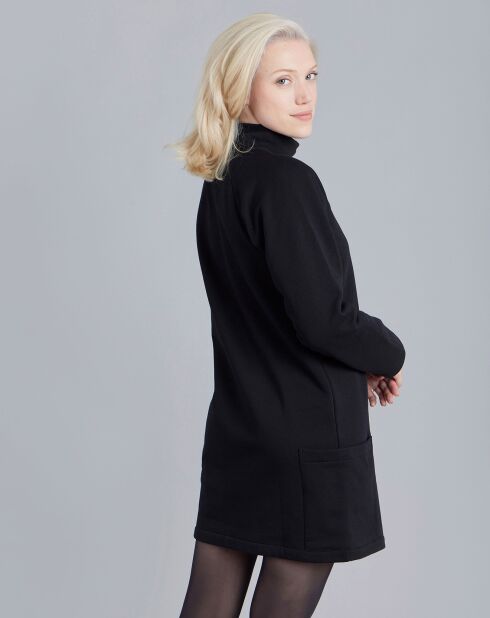 Robe Sweat Diagonal en molleton de coton noire