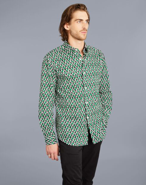 Chemise Andy en coton imprimé vert emeraude