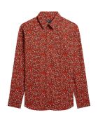 Chemise Thomas en coton imprimé à fleurs rouge