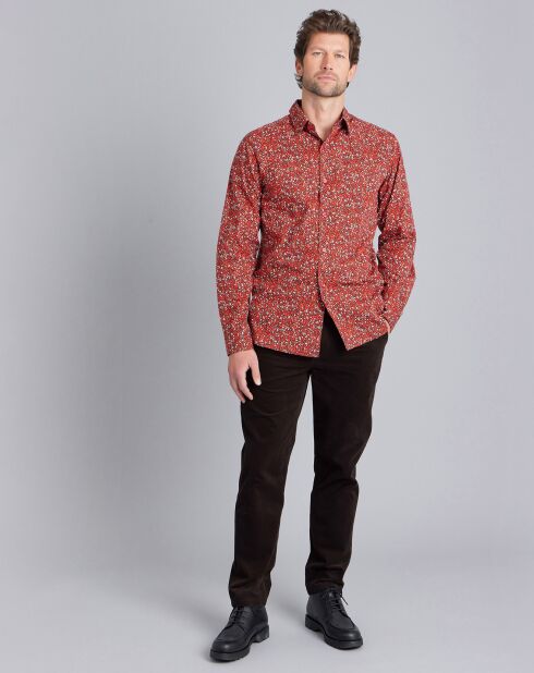 Chemise Thomas en coton imprimé à fleurs rouge