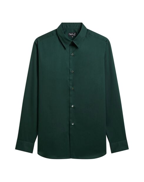 Chemise Thomas en coton manches longues verte