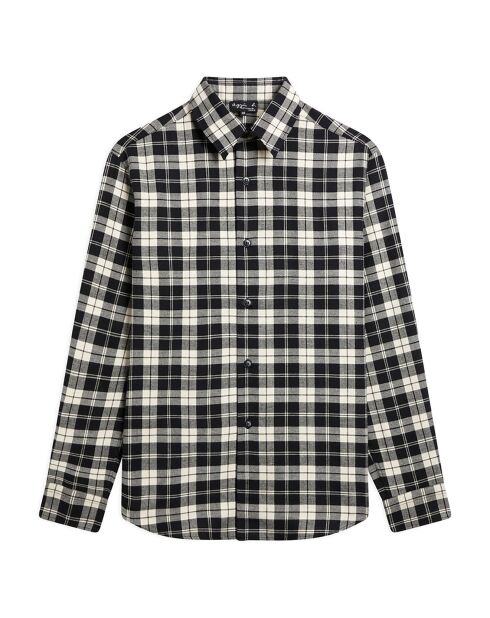 Chemise Comète en coton à carreaux noire