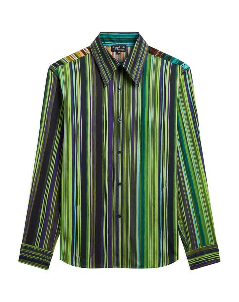 Chemise Jimi rayée en coton verte