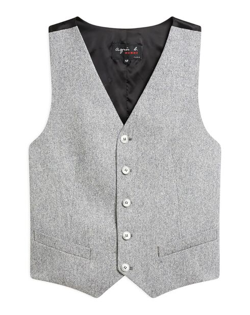 Gilet de Costume en Laine mélangée Angus tweed gris